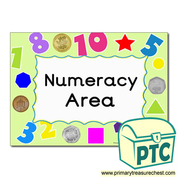Numeracy area Classroom sign