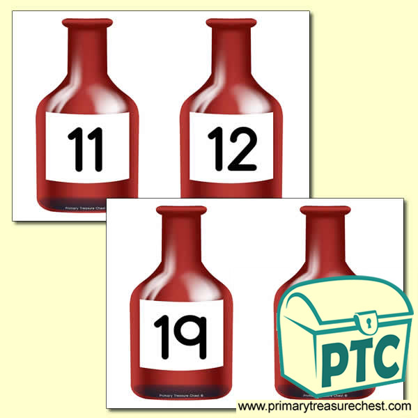 Red Bottle Themed Number Line 11-20
