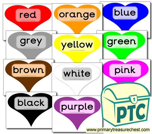 High Frequency Colour Words - Hearts