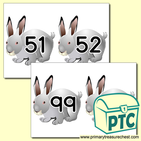 Rabbit Themed Number Line 51 to 100