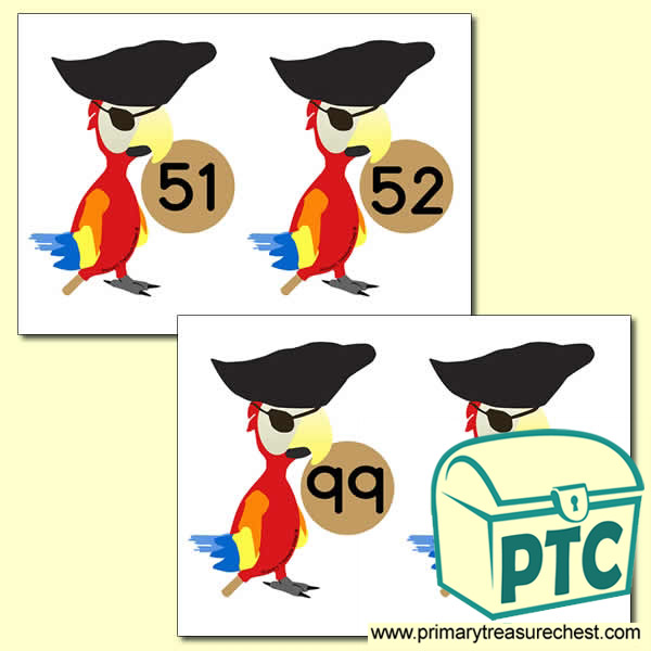 Pirate Parrot Number Line 51-100 (no border)