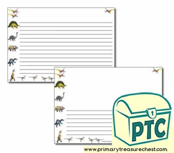 Dinosaur Themed Landscape Page Borders/Writing Frames (narrow lines)