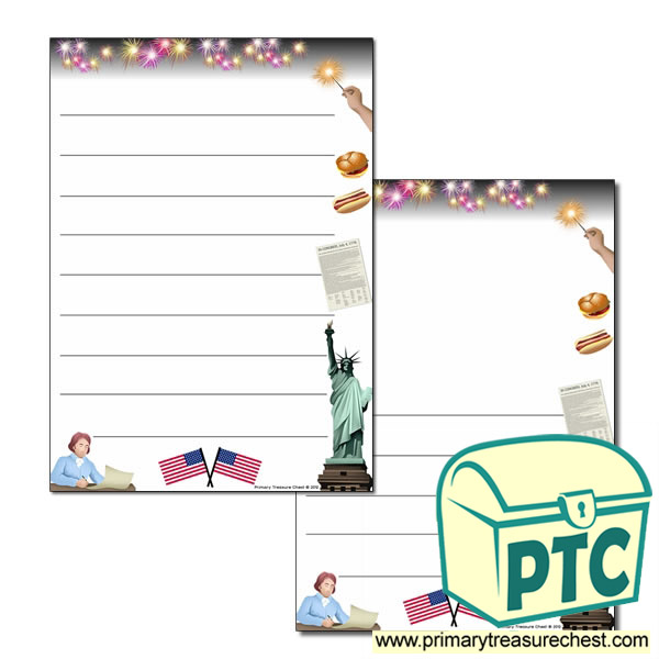 Independence Day Themed Writing Frame (wide lines)