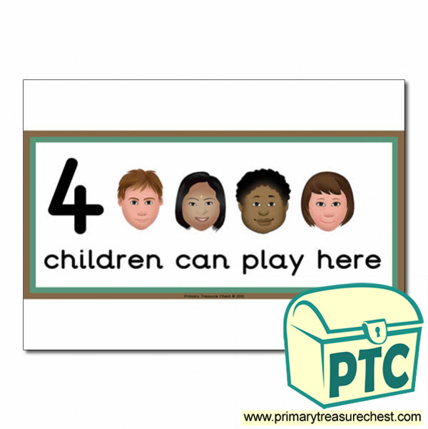 Investigation Area Sign - Images of Faces - 4 children can play here - Classroom Organisation Poster