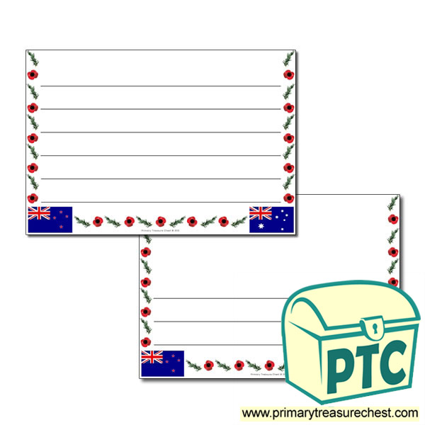 Anzac Day Themed Landscape Page Border - Wide lines