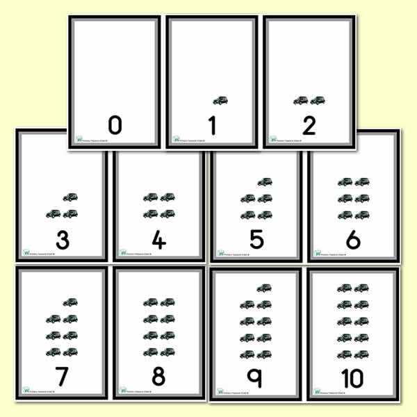 Taxi Number Shapes 0 to 10