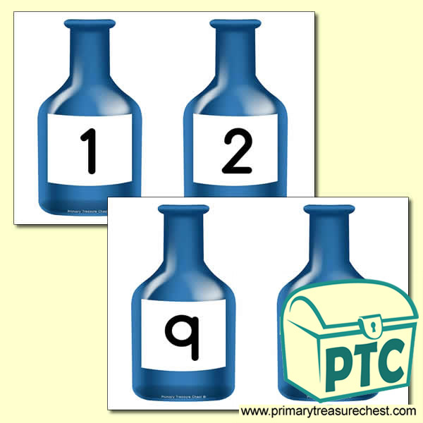 Blue Bottle Themed Number Line 0-10