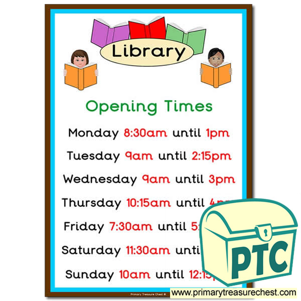 Library Role Play Opening Times (Quarter & Half Past)