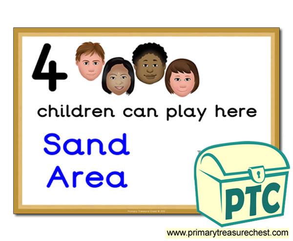 Sand Area Sign - Add Your Own Image - 4 children can play here - Classroom Organisation Poster