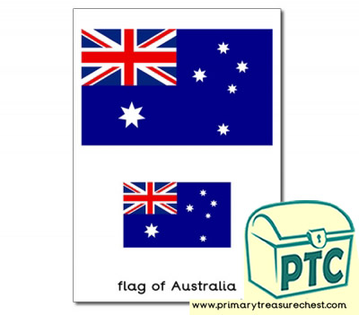 One large and one small Australian flag on an A4 sheet.  