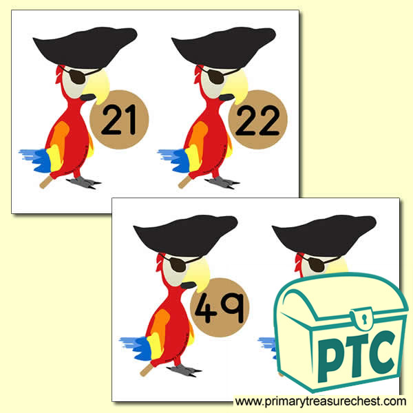 Pirate Parrot Number Line 21-50 (no border)