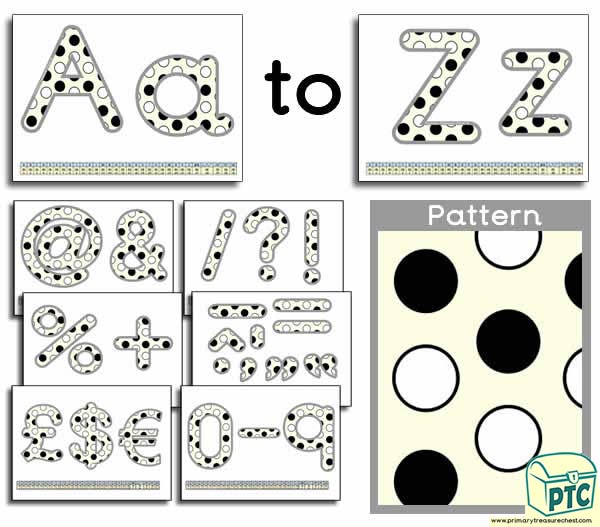 Black and white polka dot Display Lettering