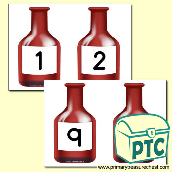 Red Bottle Themed Number Line 0-10