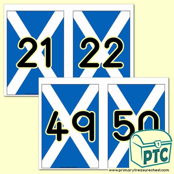 Scottish Flag Number Line - 21 to 50