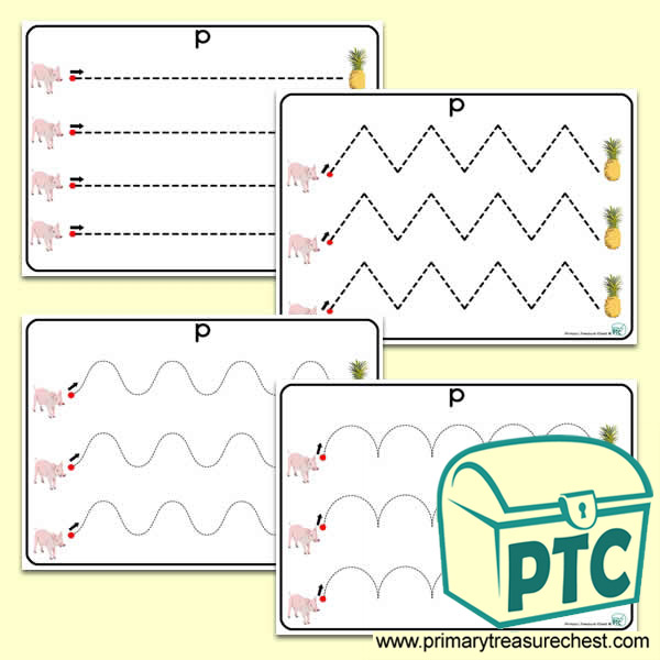 'Pp' Themed Pre-Writing Patterns Activity Sheets