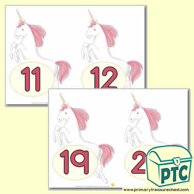 Unicorn Number Line 11-20 (no border) - Serenity the Sweet Dreams Resources