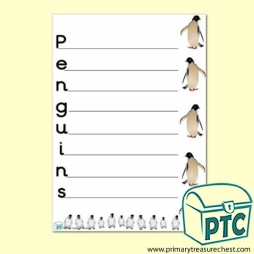 Penguins Acrostic Poem Worksheet