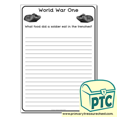 World War One Menu Worksheet