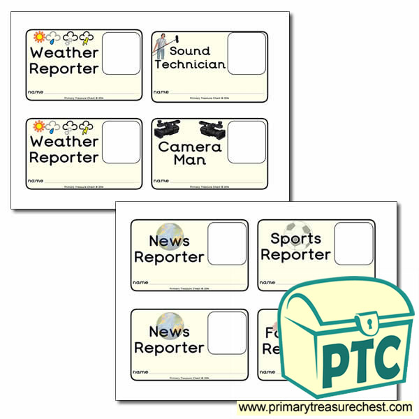 ID Badges for you News Desk and Weather Forecasting Role Play Corner