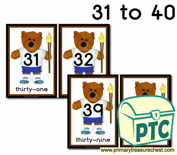 Brown Bear at the Olympics Number Line 31-40