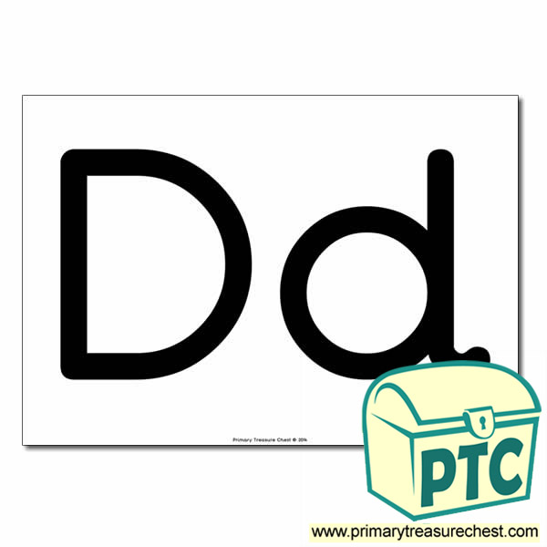 'Dd' Upper and Lowercase Letters A4 poster (No Images)