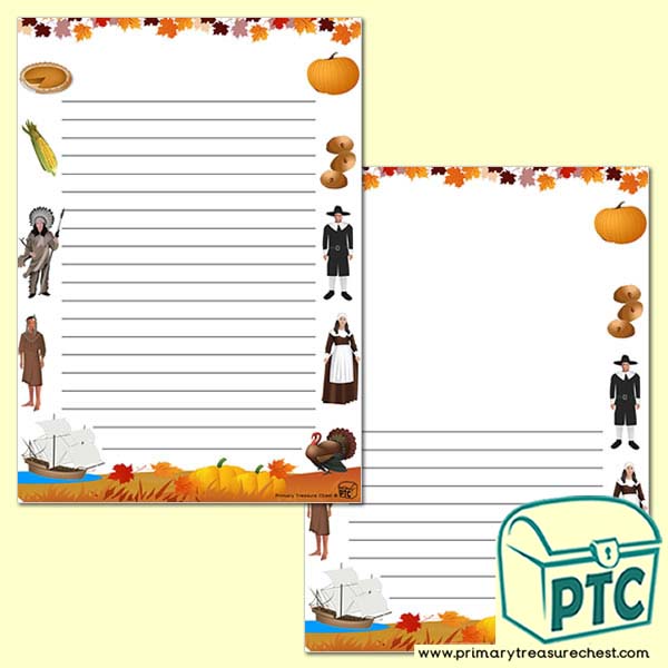 Thanksgiving Page Border/Writing Frame (narrow lines)