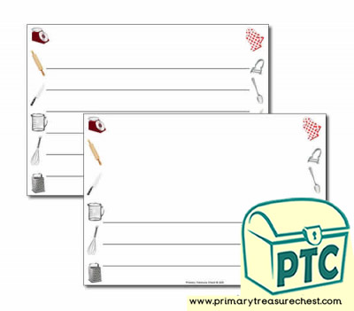 Cooking Equipment Themed Landscape Page Borders/Writing Frames (wide lines)