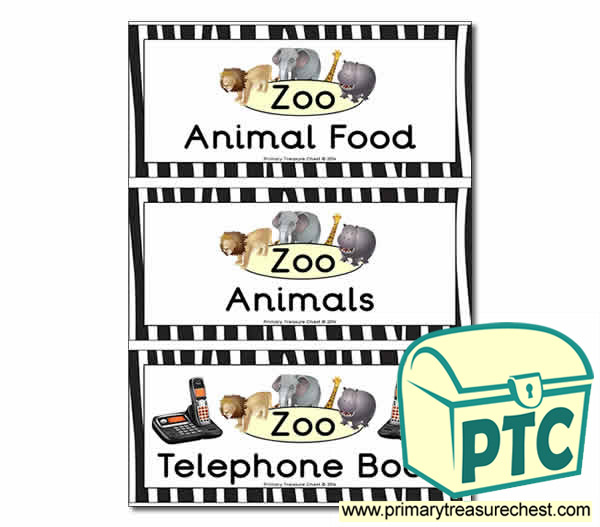 Zoo Role Play Book Covers / Labels