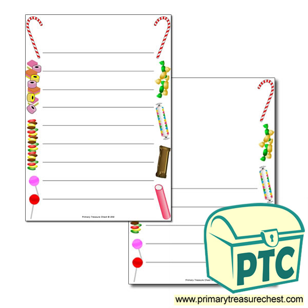 Sweets/Candy Themed Page Border/Writing Frame (wide lines)