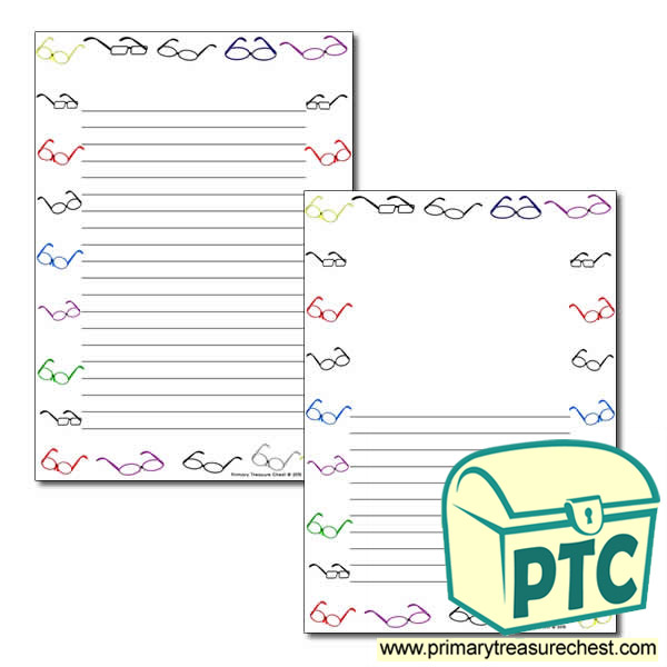 Glasses Themed Page Border/Writing Frame (narrow lines)