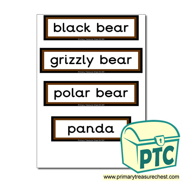 Bear Themed Display Words