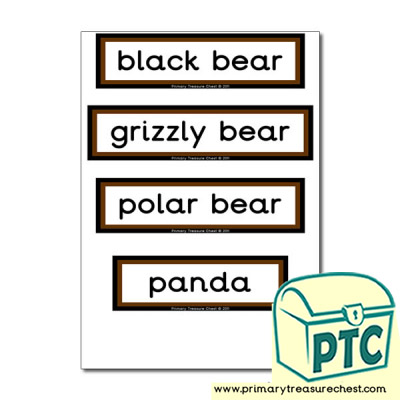 Bear Themed Display Words