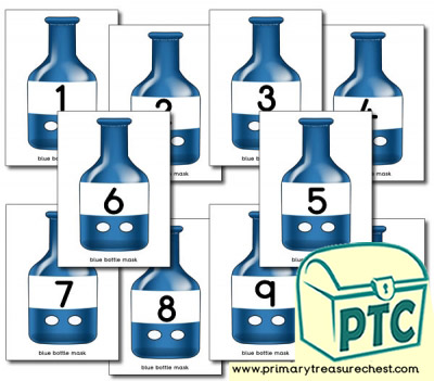10 Blue Bottles Role Play Number Masks