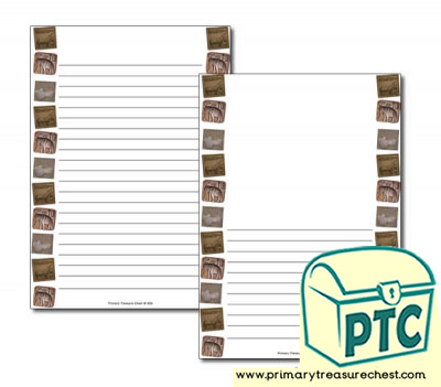 Indus Valley Seals Themed Page Border/Writing Frame (narrow lines)