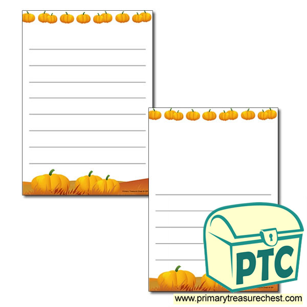 Pumpkin Page Border/Writing Frame (wide lines)