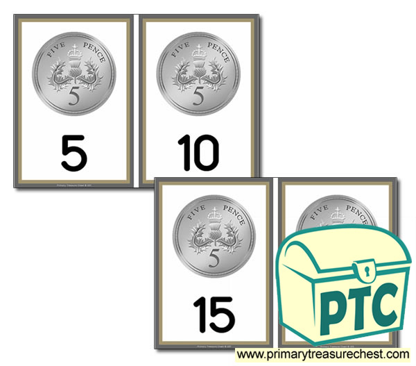  5p Coins - Counting in 5s Cards (5-20)