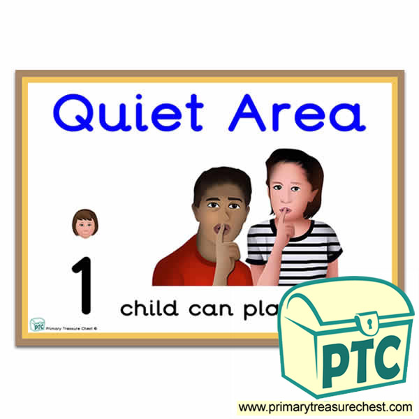 Quiet Area Sign - Number Pattern Images Provided  '1 child can play here' - Classroom Organisation Poster