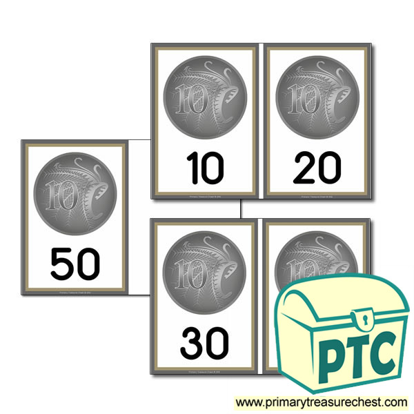 Australian Coins - Counting in 10c Cards (10 to 50c)