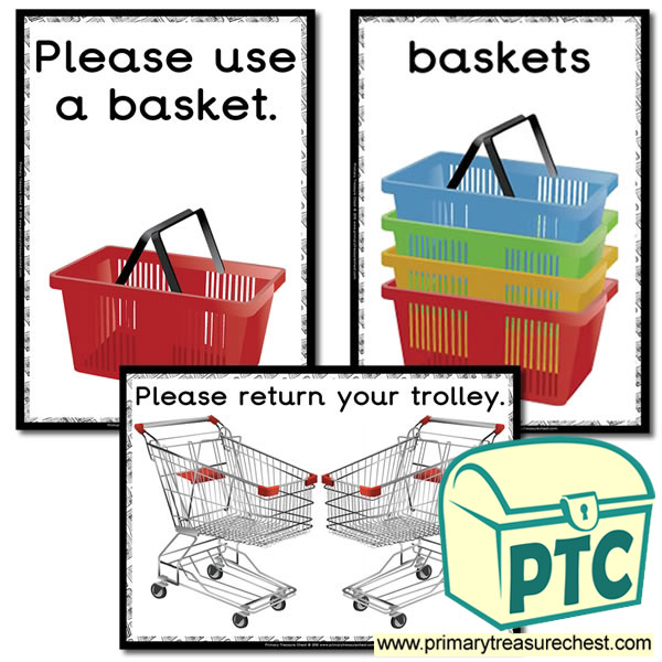 Role Play Newsagents Basket / Trolley Signs