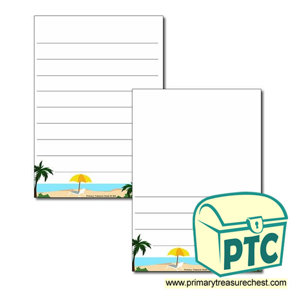 Tropical Island Page Border/Writing Frame (wide lines)