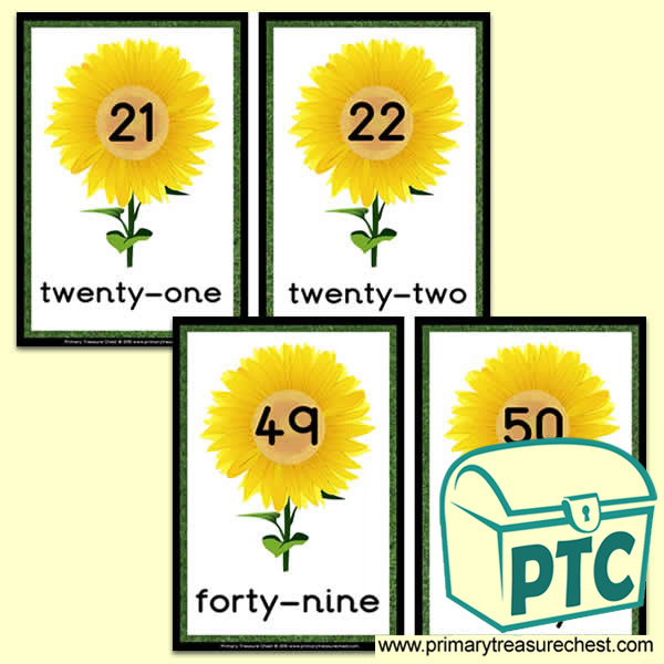 Sunflower Number Line 21 to 50