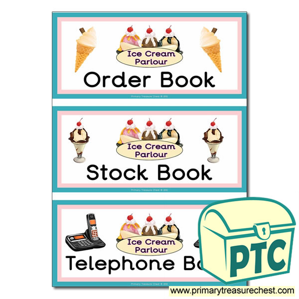 Ice Cream Parlour Role Play Book Covers / Labels