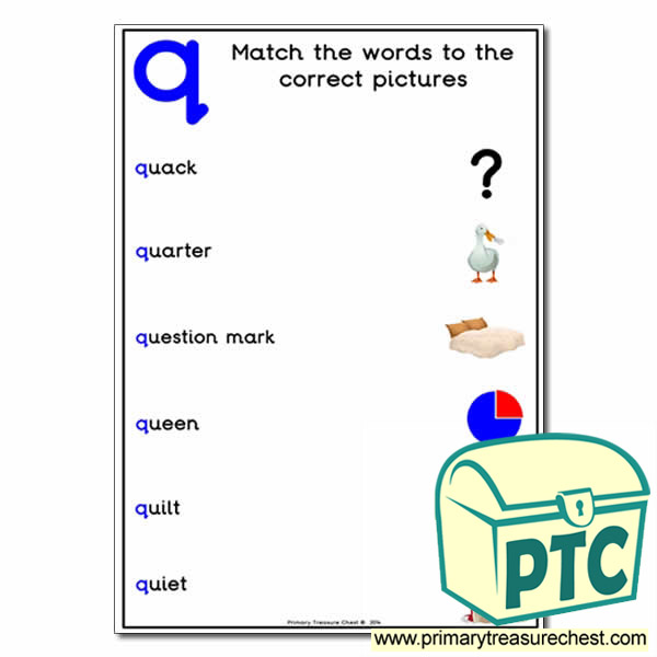 Match the 'q' Themed Words to the Pictures