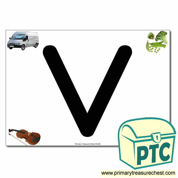 'V' Uppercase Letter A4 poster with high quality realistic images