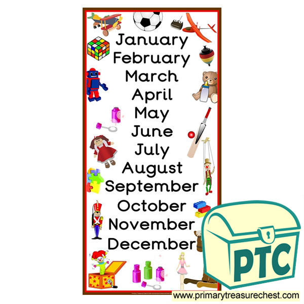 Toy Themed Months of the Year Poster