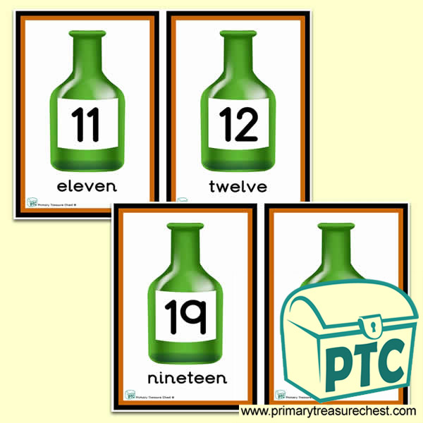 Green Bottle Themed Number Line 11 to 20