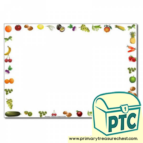 Fruit and Vegetables themed Landscape Page Border /Writing Frame (no lines)