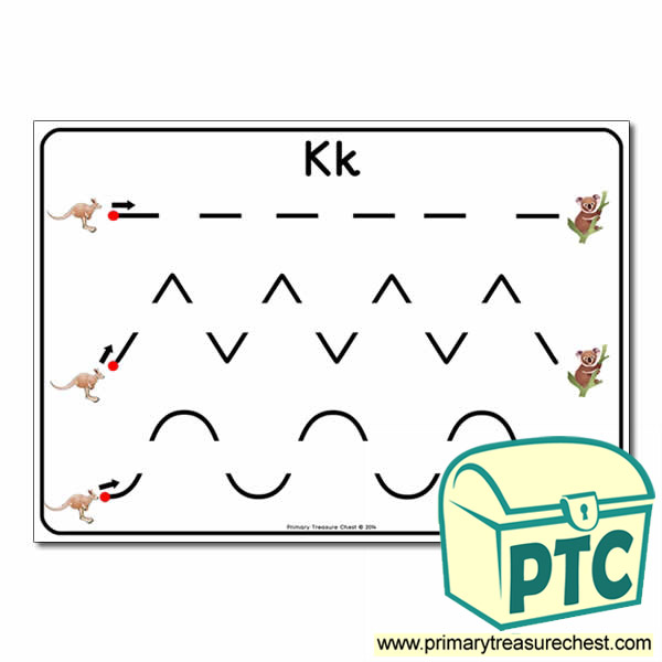 'Kk' Themed Pre-Writing Patterns Activity Sheet