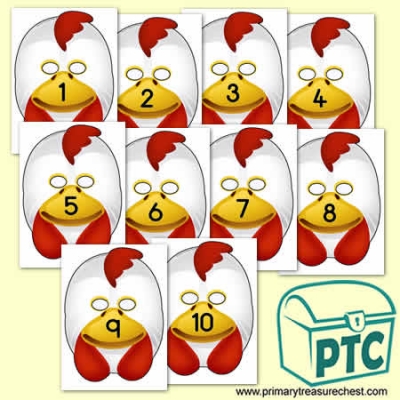 Chicken Role Play Masks Numbered 1-10