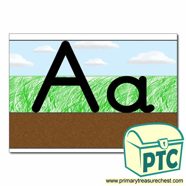 Letter 'Aa' Ground-Grass-Sky Letter Formation Sheet